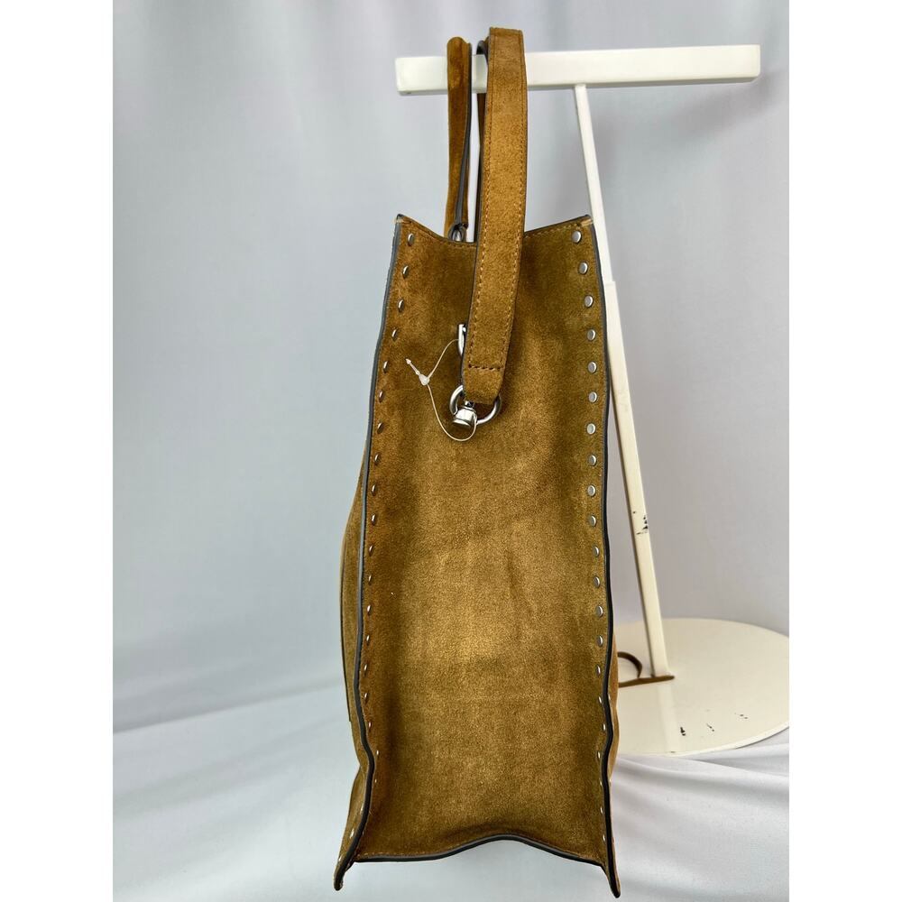 NWT Rebecca Minkoff Darren Studded Suede Tote Bag Tan Whiskey Leather Carryall - Picture 6 of 11